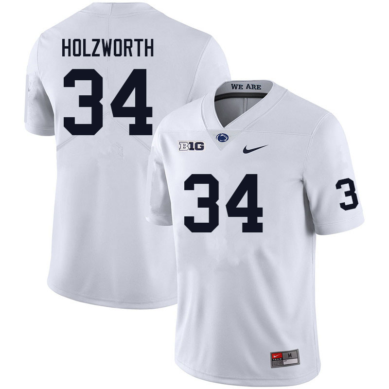 Men #34 Tyler Holzworth Penn State Nittany Lions College Football Jerseys Sale-White - Click Image to Close